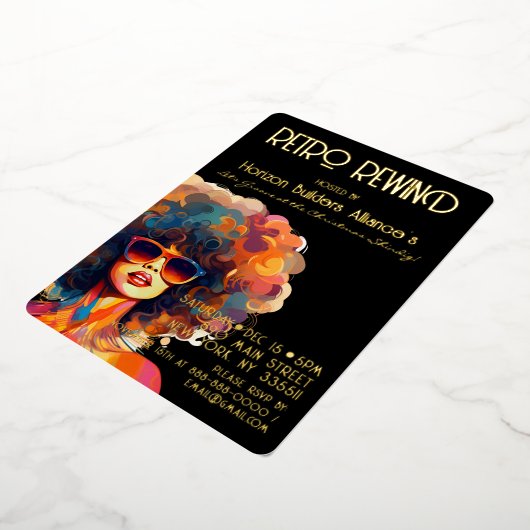 Retro Rewind Gold Weihnachten Party Einladung (Gedreht)