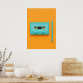 Retro Rewind: Pop Art Cassette Tape with Pencil Poster (Küche)