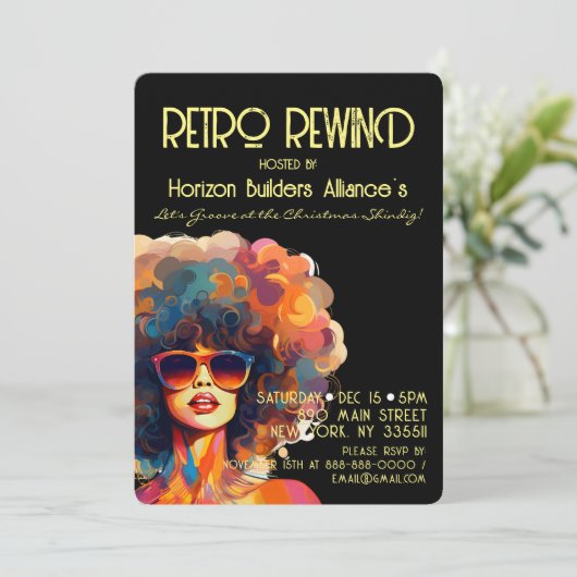 Retro Rewind Weihnachts-Party Einladung (Stehend Vorderseite)