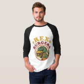 Retro Rex Burger T-Rex isst Cheeseburger 70er T-Shirt (Vorne ganz)