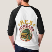 Retro Rex Burger T-Rex isst Cheeseburger 70er T-Shirt (Rückseite)