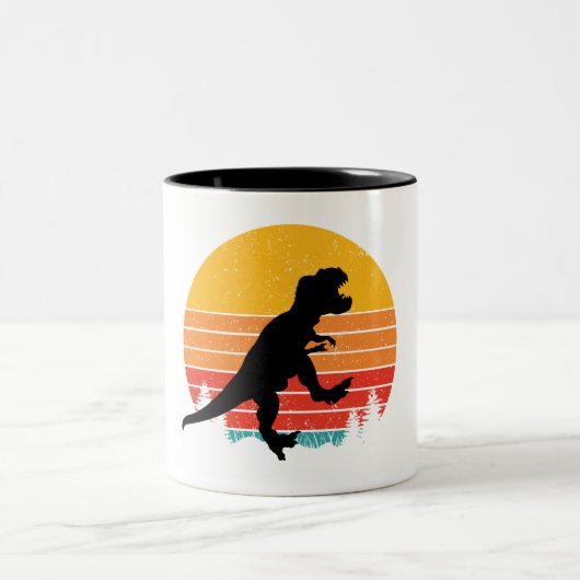 Retro Rex Roars Zweifarbige Tasse (Mittel)