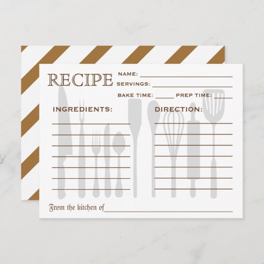 Retro Rezept Card Küchenutensilien gestrichen Postkarte (Vorne/Hinten)