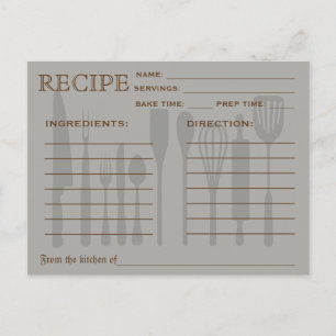 Retro Rezept Card Küchenutensilien gestrichen Postkarte