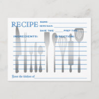 Retro-Rezept-Karte blau Streifen