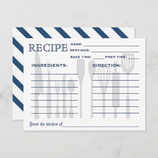 Retro-Rezept-Karte mit Küchenutensilien gestrichen Postkarte (Vorne/Hinten)