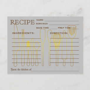 Retro-Rezeptkarte Küchenwerkzeuge Gestreift Postkarte