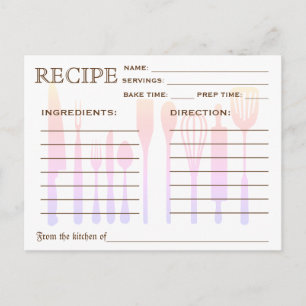 Retro-Rezeptkarte Küchenwerkzeuge Gestreift Postkarte