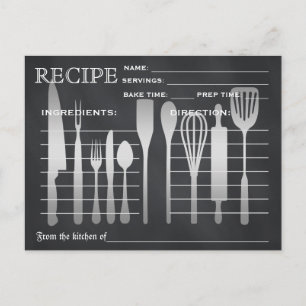 Retro-Rezeptkartenküchen-Tools-Gestreift Postkarte