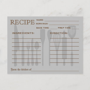 Retro-Rezeptkartenküchen-Tools-Gestreift Postkarte
