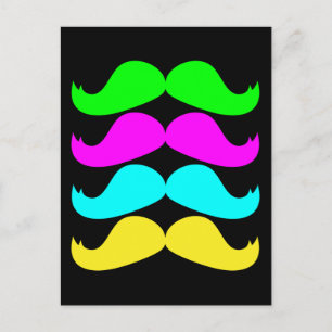Retro RGB Fluo Mustaches Postkarte