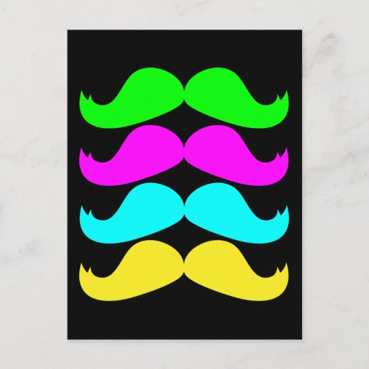 Retro RGB Fluo Mustaches Postkarte (Vorderseite)