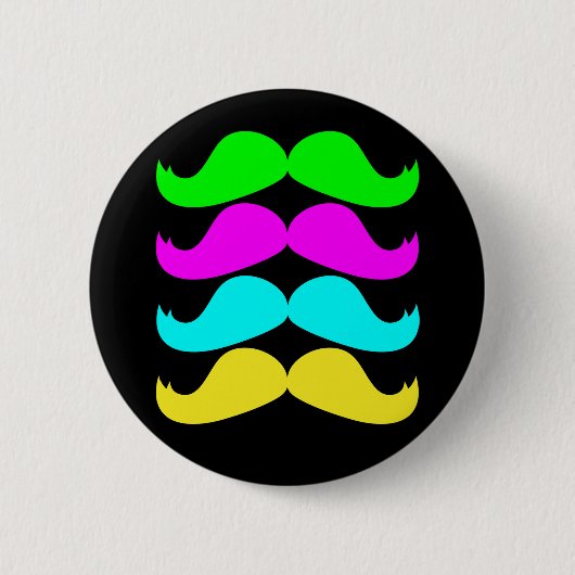 Retro RGB Fluoreszierende Schnurrbärte Button (Vorderseite)
