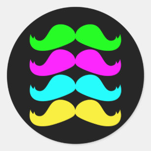 Retro RGB Fluoreszierende Schnurrbärte Runder Aufkleber