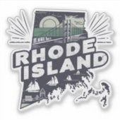 Retro Rhode Island Staat Car Sticker (Vorderseite)