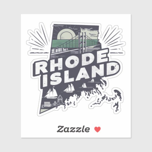 Retro Rhode Island Staat Car Sticker (Blatt)
