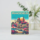 Retro Rhodes City - Griechenland - Feriengeschenke Postkarte (Stehend Vorderseite)