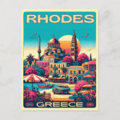 Retro Rhodes City - Griechenland - Feriengeschenke Postkarte (Vorderseite)