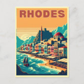 Retro Rhodes City - Griechenland - Feriengeschenke Postkarte (Vorderseite)