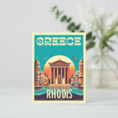Retro Rhodes City - Griechenland - Feriengeschenke Postkarte (Stehend Vorderseite)