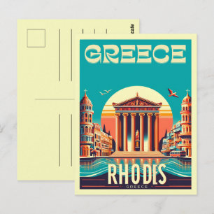 Retro Rhodes City - Griechenland - Feriengeschenke Postkarte