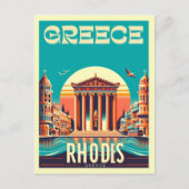 Retro Rhodes City - Griechenland - Feriengeschenke Postkarte (Vorderseite)