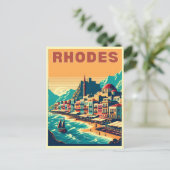 Retro Rhodes City - Griechenland - Feriengeschenke Postkarte (Stehend Vorderseite)