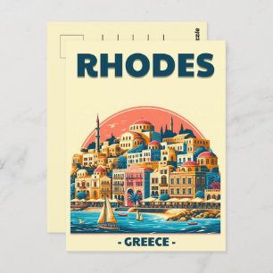 Retro Rhodes City - Griechenland - Feriengeschenke Postkarte