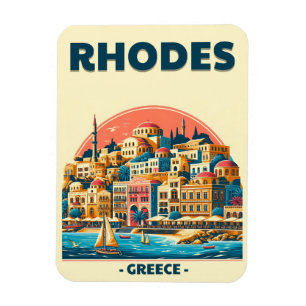 Retro Rhodos Stadt - Griechenland Urlaub Geschenke Magnet