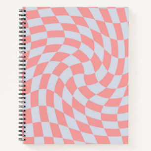 Retro Rhubarb Blue Pastel Warped Karos Checked Notizblock