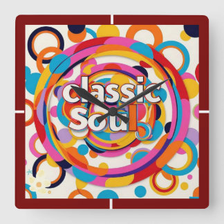 "Retro Rhythms" Quadratische Wanduhr