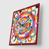 "Retro Rhythms" Quadratische Wanduhr (Winkel)