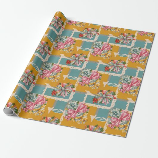 Retro Ribbon Christmas Gift Wrap Geschenkpapier (Ungerollt)