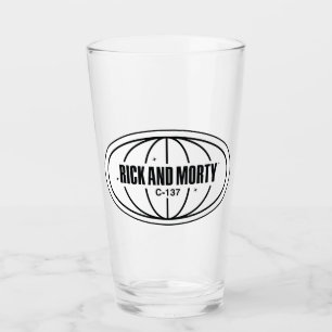 Retro Rick und Morty C-137 Dimension Abzeichen Glas