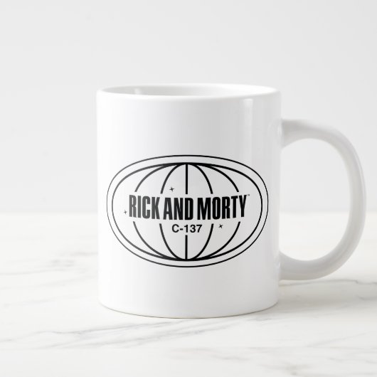 Retro Rick und Morty C-137 Dimension Abzeichen Jumbo-Tasse (Rechts)