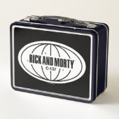 Retro Rick und Morty C-137 Dimension Abzeichen Metall Brotdose (Rückseite)