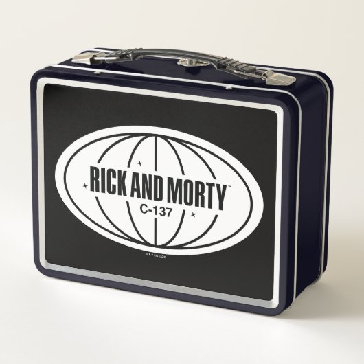 Retro Rick und Morty C-137 Dimension Abzeichen Metall Brotdose (Rückseite)