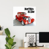 Retro Ride - Antiquitätenschild für Rote Autos Poster (Heimbüro)