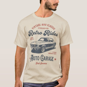 Retro Rides Auto Garage – Vintage-Muscle-Car-Kunst T-Shirt