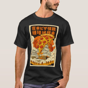 Retro-Riesen-Pizza-Monster greift Himeji-Schloss a T-Shirt