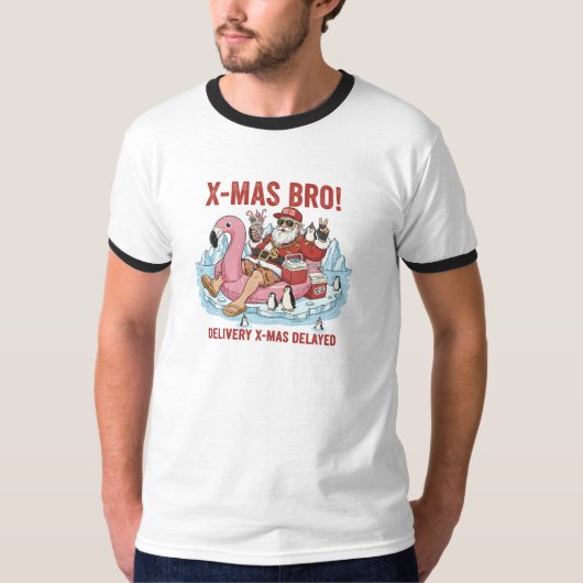 Retro Ringer T-Shirt: Bro Santa Sarcastic Christma T-Shirt (Vorderseite)