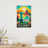 Retro Rio - Christus der Erlöser Poster (Küche)