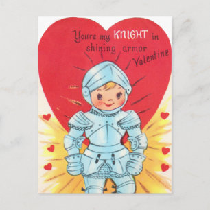 Retro-Ritter Valentinstag Feiertagspostkarte