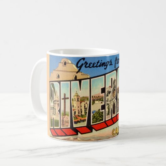 Retro Riverside California Grußveranstaltung Tasse (Vorderseite Links)