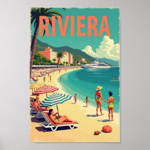 Retro Riviera Escape – Französische Küste Sommer S Poster