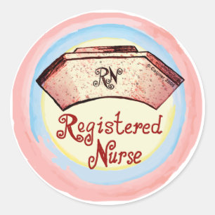 Retro RN Nurse Cap Runder Aufkleber