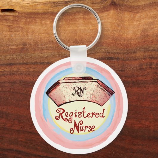 Retro RN Nurse Cap Schlüsselanhänger (Vorderseite)