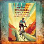 Retro Road Cyclist Radfahrer Geburtstag Einladung<br><div class="desc">Mit unserem "Road Cyclist Cycling Bike Birthday Invitation" - ein dynamischer und lebendiger Weg, Ihre Feier zu starten! Mit einer auffälligen Abbildung eines Straßenradfahrers vor dem Hintergrund eines Retro-Sonnenbursts strahlt diese Einladung Energie und Spannung aus. Ideal für alle, die den Nervenkitzel der offenen Straße Lieben, es Set die Bühne für...</div>