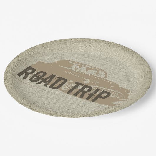 Retro Road Trip Pappteller (Schrägansicht)