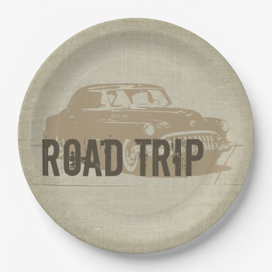 Retro Road Trip Pappteller (Vorderseite)
